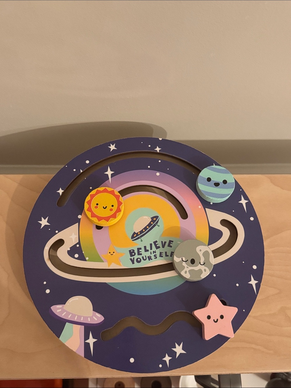 Believe Yourself Space Maze Wooden Toy - Navy and Pastel